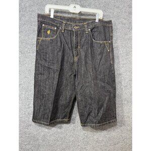Rocawear mens 38 jean denim shorts black Embroidered vintage Y2K Skater streetwe